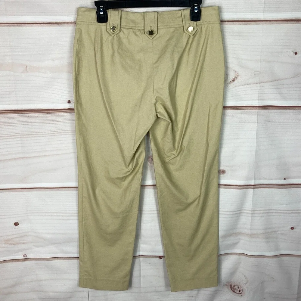 Tory Burch Pants Womens 8 Beige Ankle Chino Straight Leg Mid Rise Cotton Stretch